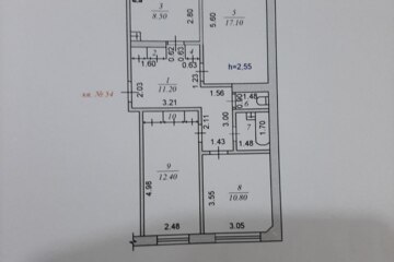 3-к квартира, 69,1 м², 3/5 эт.