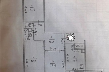 3-к квартира, 71,2 м², 3/5 эт.