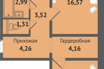 2-к квартира, 64,3 м², 4/16 эт.