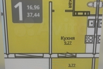 1-к квартира, 37 м², 5/9 эт.