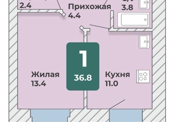 1-к квартира, 40,3 м², 2/9 эт.